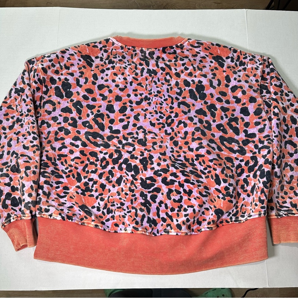 JoyLab purple, orange and black leopard print semi-cropped crewneck sweatshirt - Picture 7 of 7